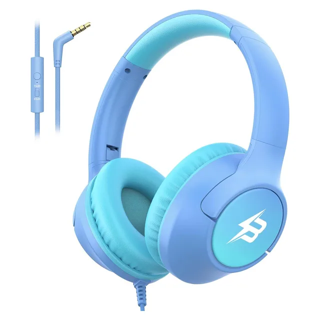 Botesty Sound Kids Wired Headphones, 85/94 dB (3.5 mm), Gradient Light Blue