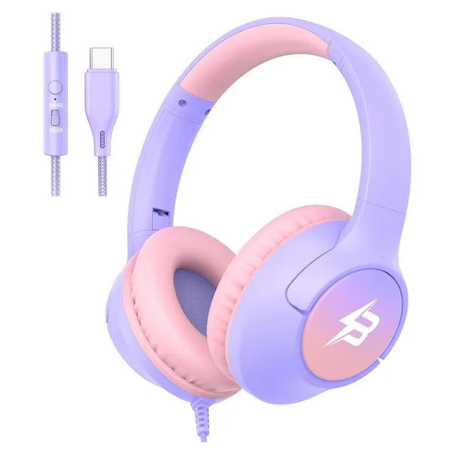 Botesty Sound Kids USB-C Headphones, 85/94 dB, Gradient Lavender