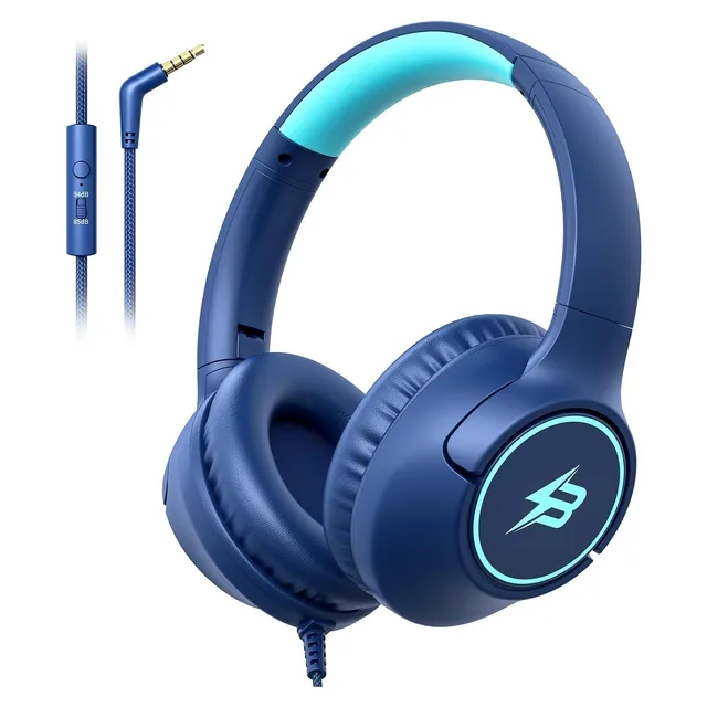 Botesty Sound Kids Wired Headphones, 85/94 dB (3.5 mm), Navy Blue