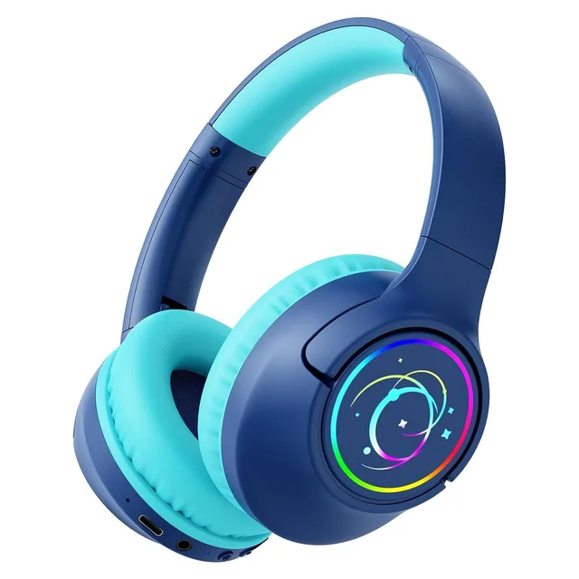 Botesty Sound Kids Bluetooth Headphones with LED Lights, Navy Blue