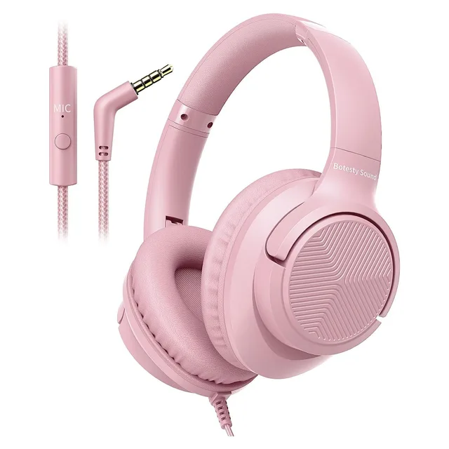 Botesty Sound Wired Headphones with Microphone (3.5 mm), Pink