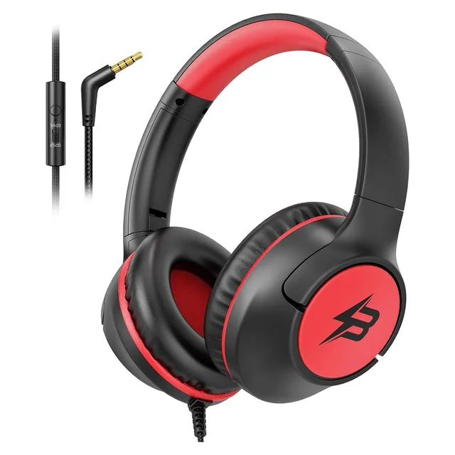 Botesty Sound Kids Wired Headphones, 85/94 dB (3.5 mm), Black Red