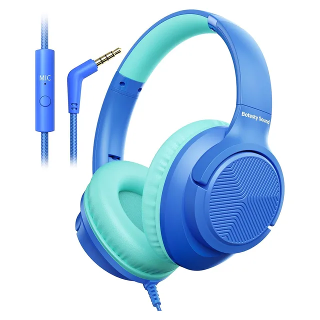 Botesty Sound Wired Headphones with Microphone (3.5 mm), Blue